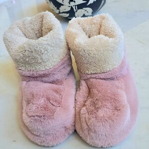 Pantuss Pink & Cream Furry Slippers Size M 6-8